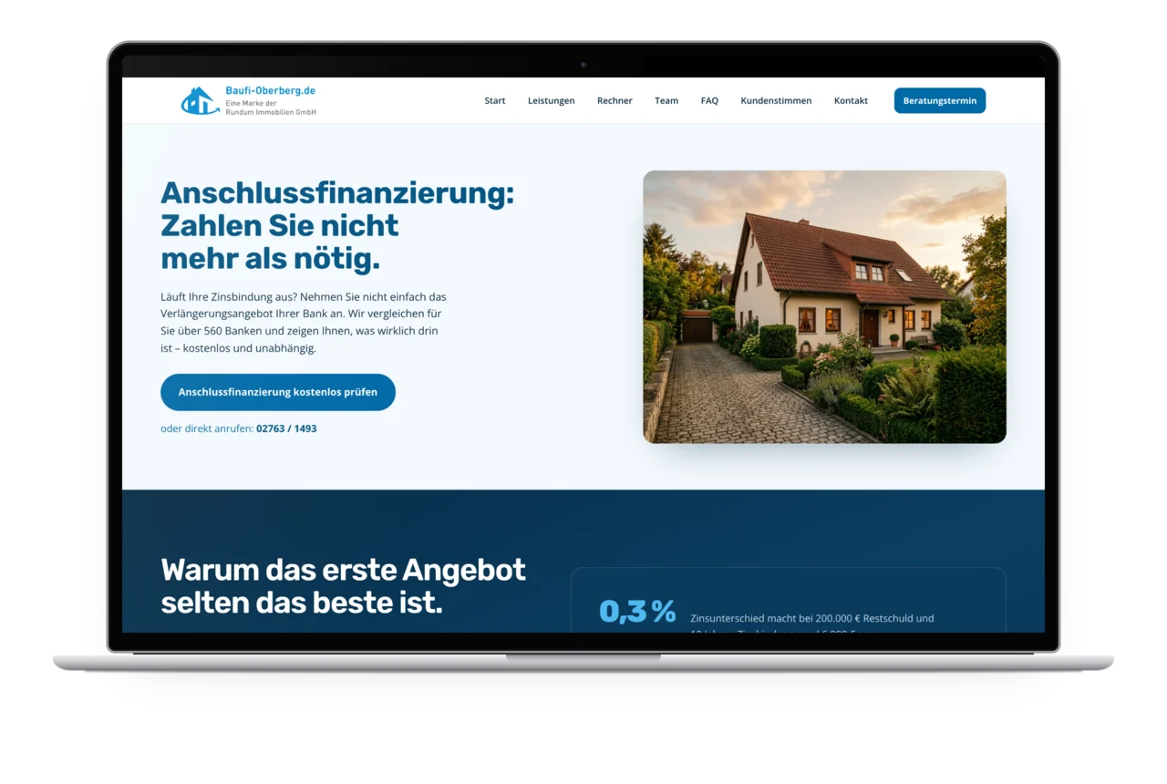 Die Seite Anschlussfinanzierung auf einem MacBook
