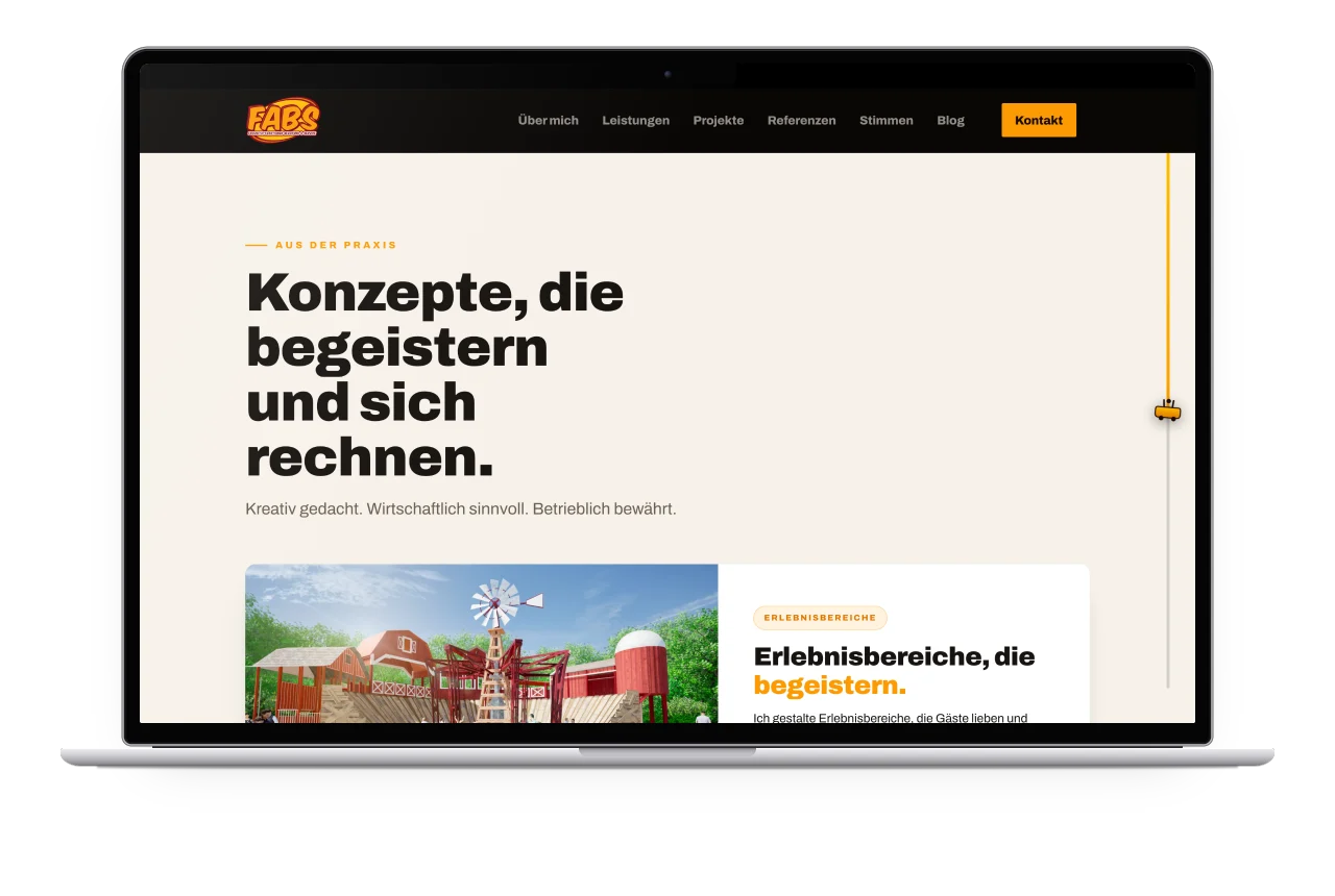 Der Abschnitt Projekte mit dem ersten Konzept auf einem MacBook
