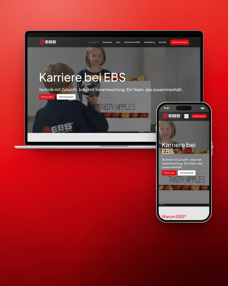 Website von EBS Karriere am MacBook und iPhone