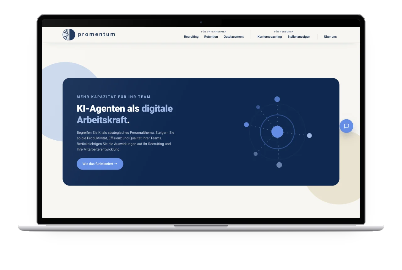 Der Abschnitt KI-Agenten als digitale Arbeitskraft auf einem MacBook