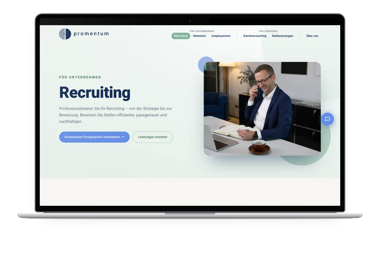Die Seite Recruiting von promentum auf einem MacBook