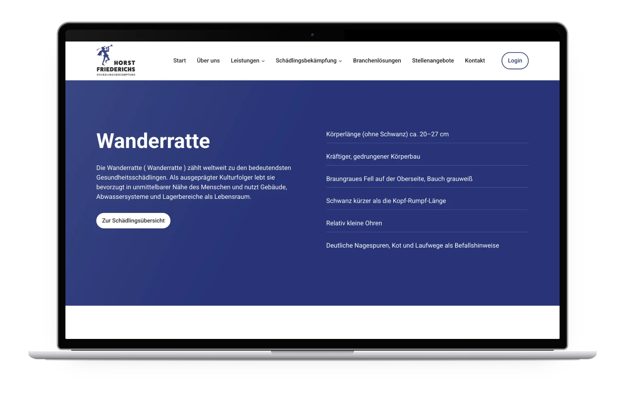 Der Steckbrief der Wanderratte auf einem MacBook