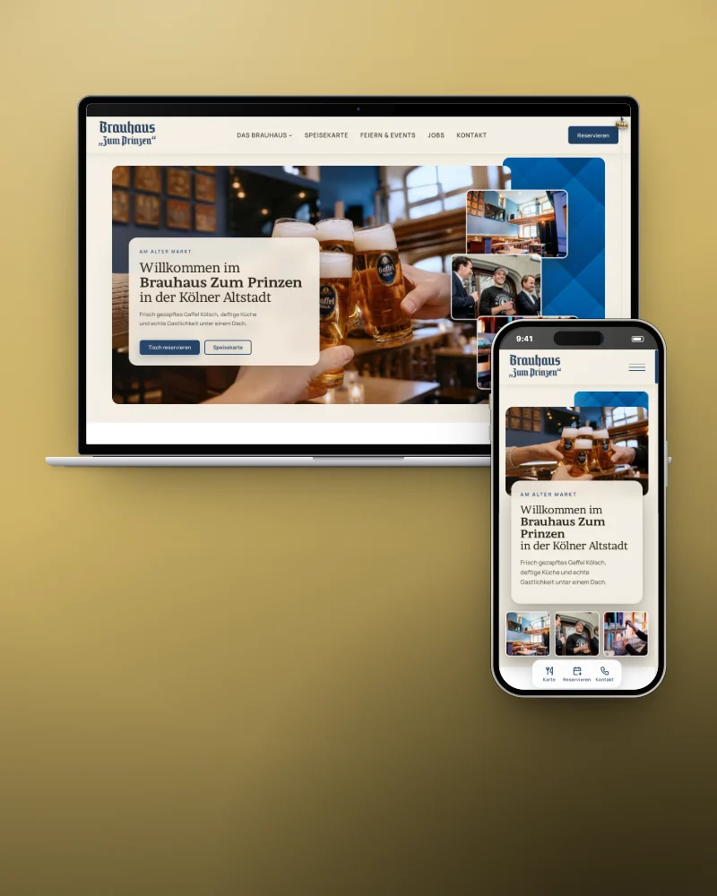 Website von Brauhaus Zum Prinzen am MacBook und iPhone