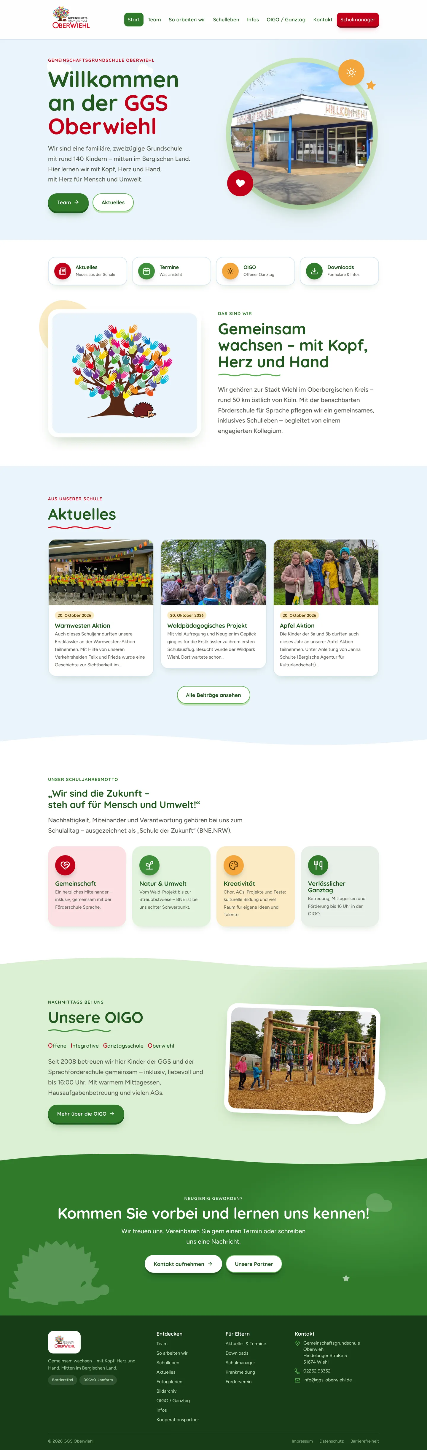 Homepage der Grundschule GGS Oberwiehl mit Informationen zur Schule, aktuellen Nachrichten und Kontaktdaten.